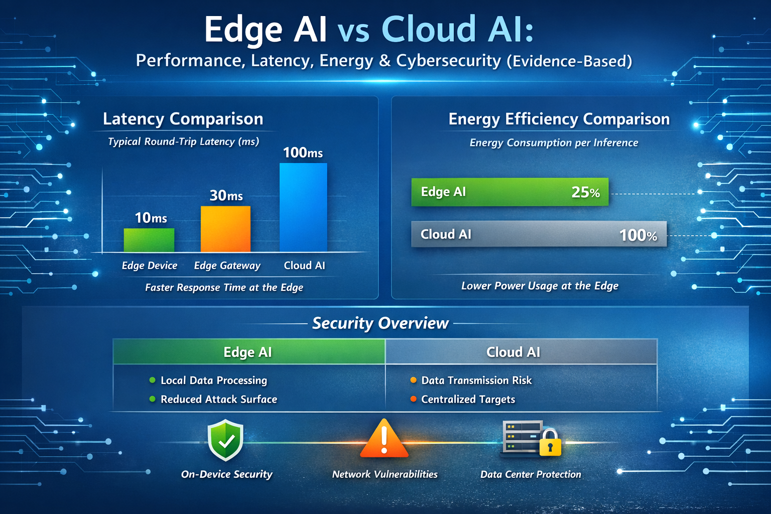 Edge AI vs Cloud AI — Performance, Latency, Energy & Cybersecurity (Evidence-Based)